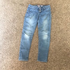 Blue distressed jeans